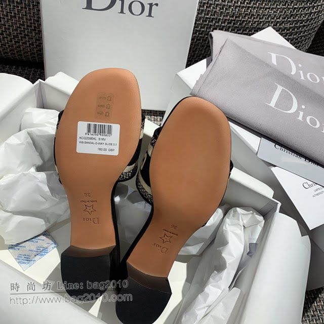 DIOR女鞋 迪奧2021專櫃新款磨砂新大底涼拖 Dior一字型刺繡平拖  naq1513